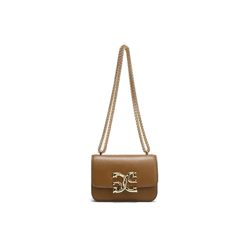 COOGI Cowhide Leather Material Small Square Bag Shoulder Bag Women's Ecru/Brown/Black-10