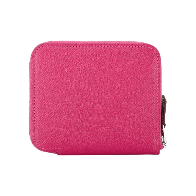 HERMES Silk'In Epson With Barenia Calfskin Wallet Women's Raspberry Red/Mint Green-2