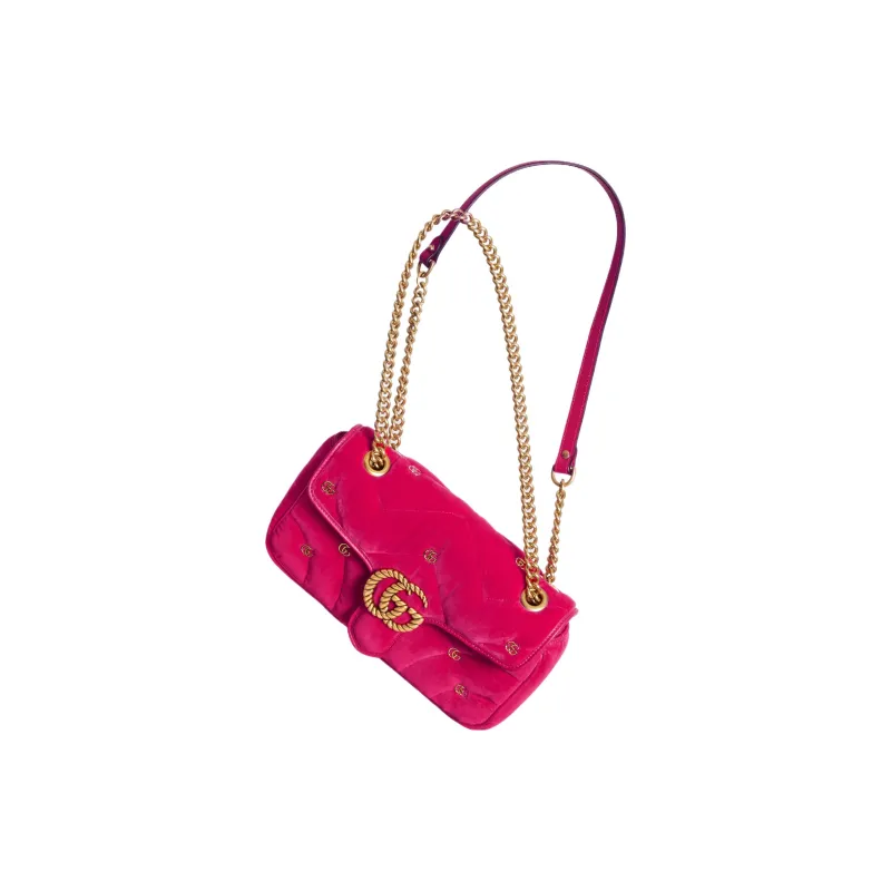GUCCI GG Marmont Velvet Crossbody Bag Shoulder Bag Small Size Women's Dark Pink-7