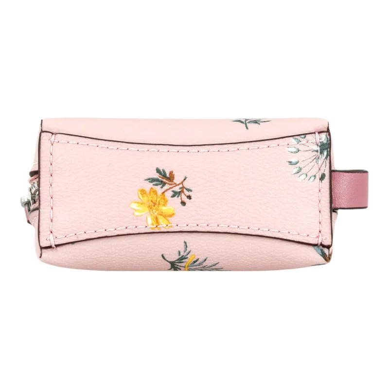 COACH Canvas With Leather Clutch Wrist Bag, Makeup Bag Mini Women's Pink-3