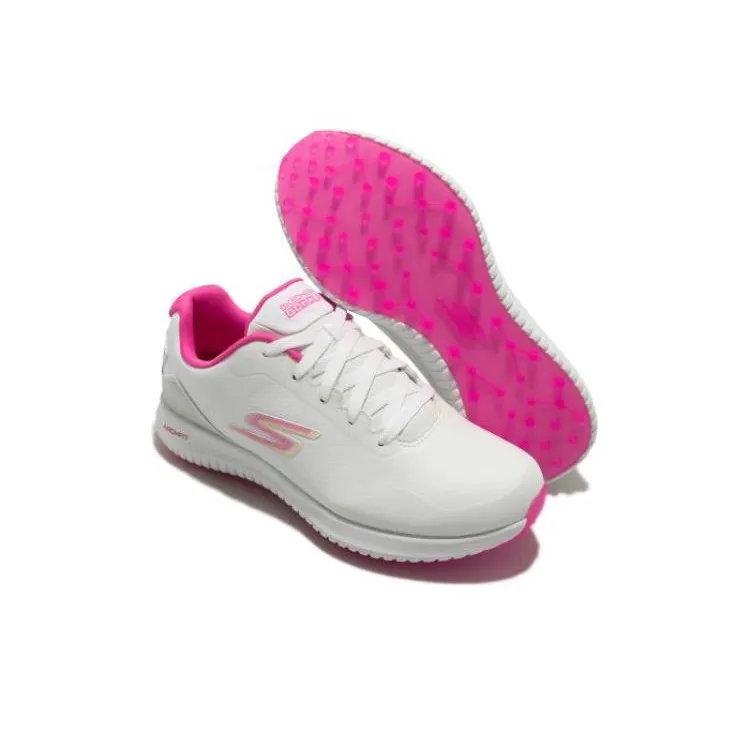 Skechers Go Golf Max 2 Abrasion Resistant Breathable Low Top Golf Shoes Women's White Pink-4