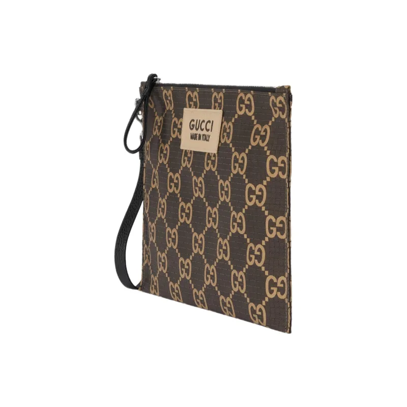 GUCCI Recycled Polyester Clutch Men's Ebony & Beige-1