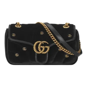 GUCCI GG Marmont Velvet Crossbody Bag Shoulder Bag Women's Black