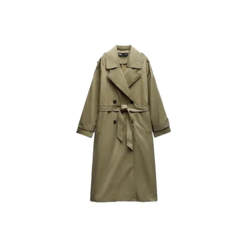 ZARA Trench Coats Women's Khaki