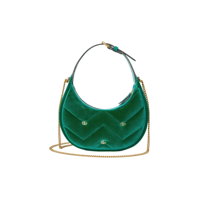 GUCCI GG Marmont Velvet Handbag Shoulder Bag Women's Green-2