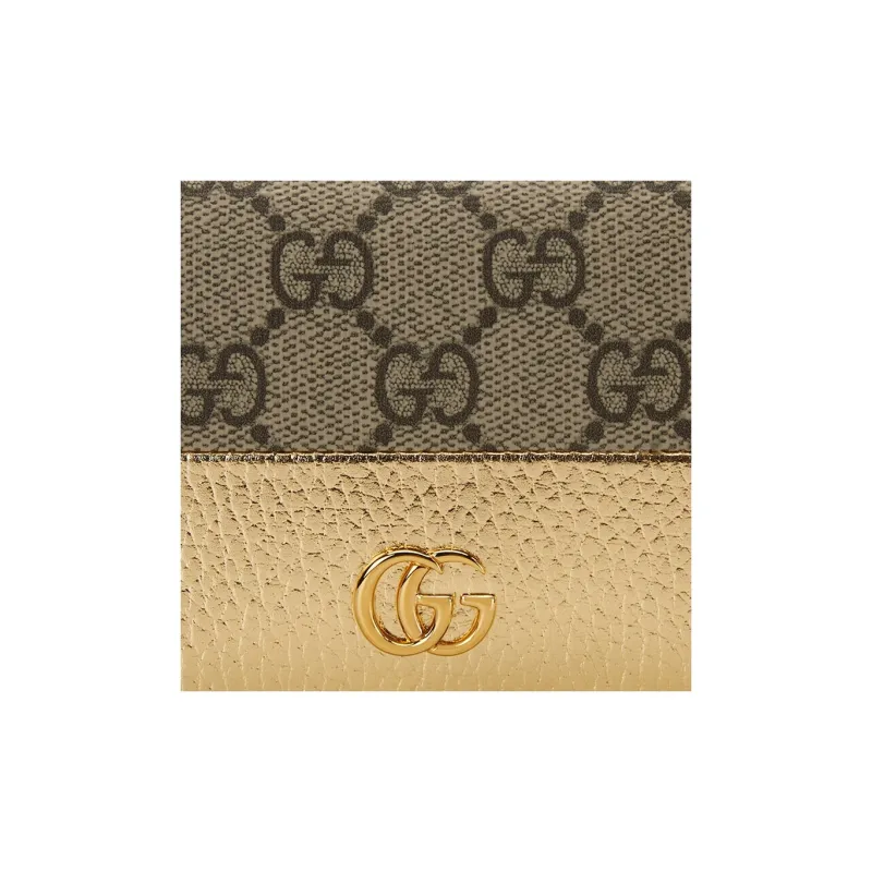 GUCCI GG Marmont Canvas With Leather Card Holder Regular Women's Gold & Brown-6