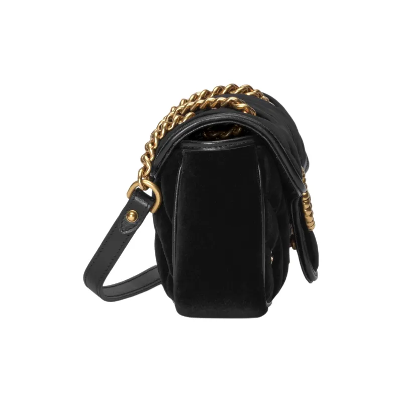 GUCCI GG Marmont Velvet Crossbody Bag Shoulder Bag Women's Black-4