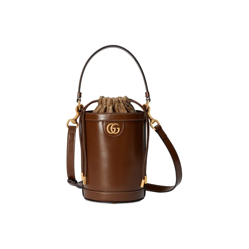 GUCCI Ophidia Leather Bucket Bag, Shoulder Bag, Crossbody Bag, Handbag Mini Women's Brown-0