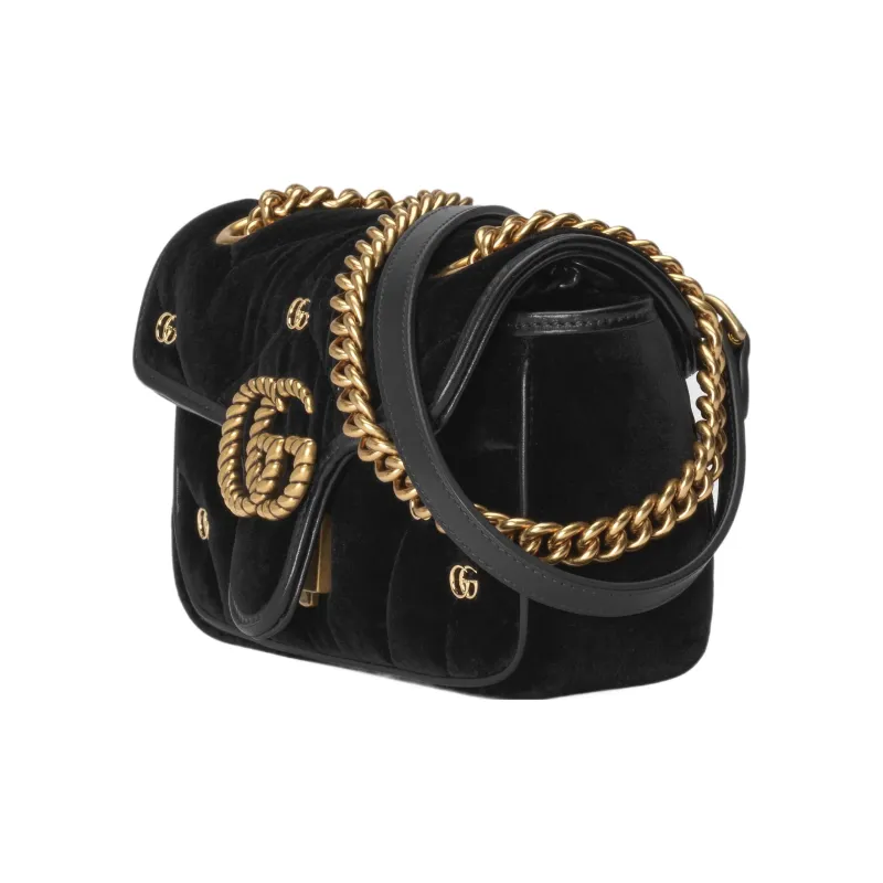 GUCCI GG Marmont Velvet Crossbody Bag Shoulder Bag Women's Black-2