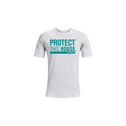 Under Armour T-Shirts Men White/Coastal Blue Green