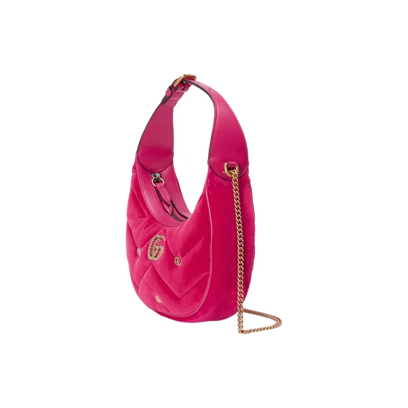 GUCCI GG Marmont Velvet Handbag Shoulder Bag Mini Women's Dark Pink-1
