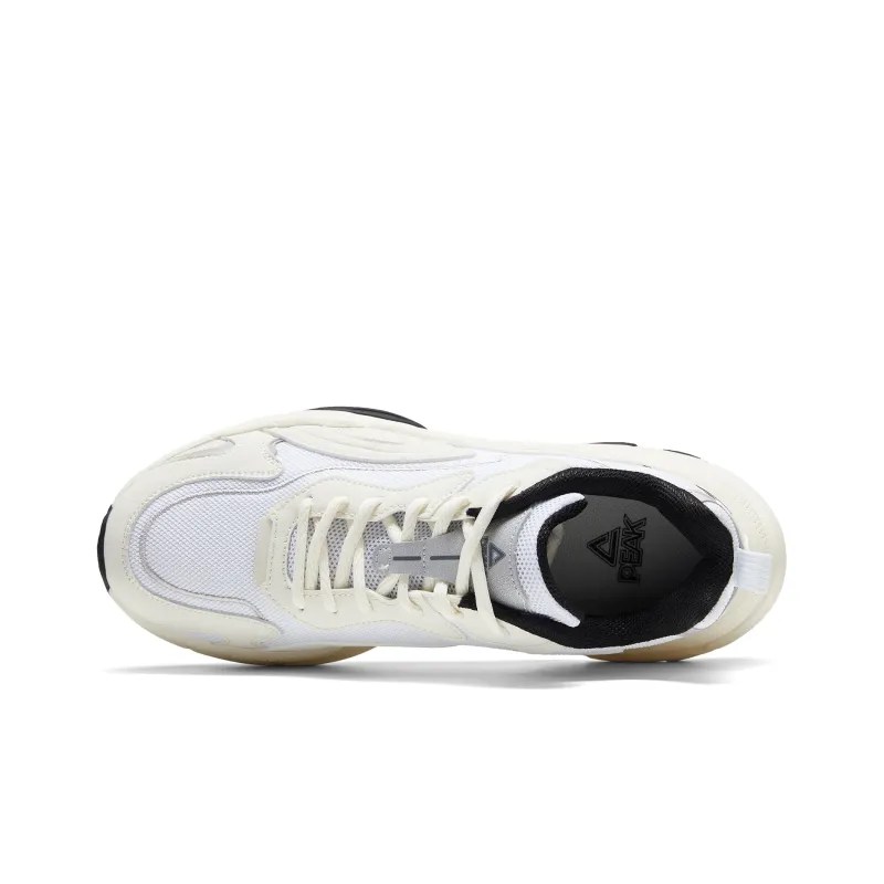 PEAK Wear Resistant Low Top Chunky Sneakers Men's Beige White Black-3