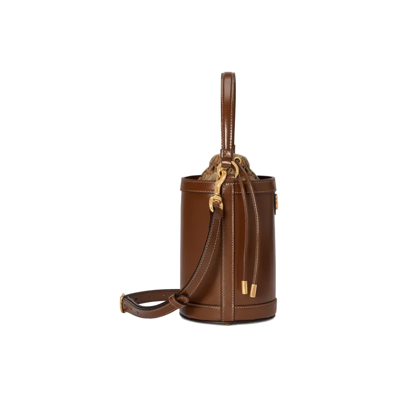 GUCCI Ophidia Leather Bucket Bag, Shoulder Bag, Crossbody Bag, Handbag Mini Women's Brown-3