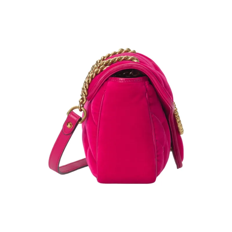 GUCCI GG Marmont Velvet Crossbody Bag Shoulder Bag Small Size Women's Dark Pink-2