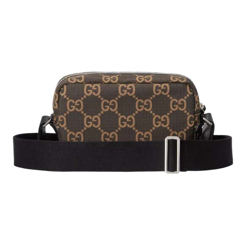 GUCCI Recycled Polyester Shoulder Bag, Crossbody Bag Medium Size Men's Ebony & Beige-3