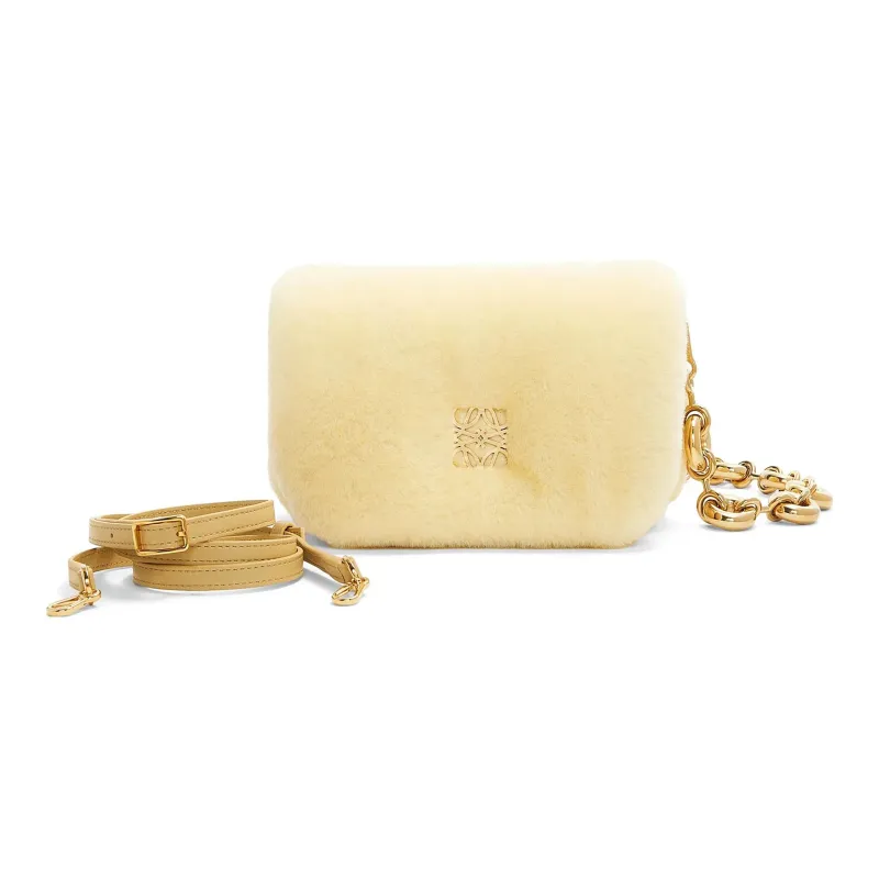 LOEWE Goya Sheared Wool Shoulder Bag Crossbody Bag Mini Women's Vanilla Yellow-0