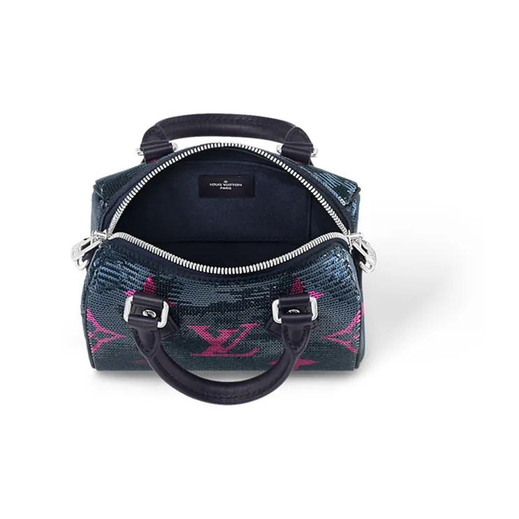 LOUIS VUITTON Speedy Bandouliere 18 Navy Fuchsia-3