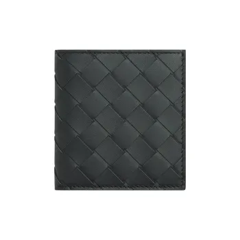 Bottega Veneta Cow Leather Coin Purses Wallets Men's Stone Gray & Deep Sea Blue