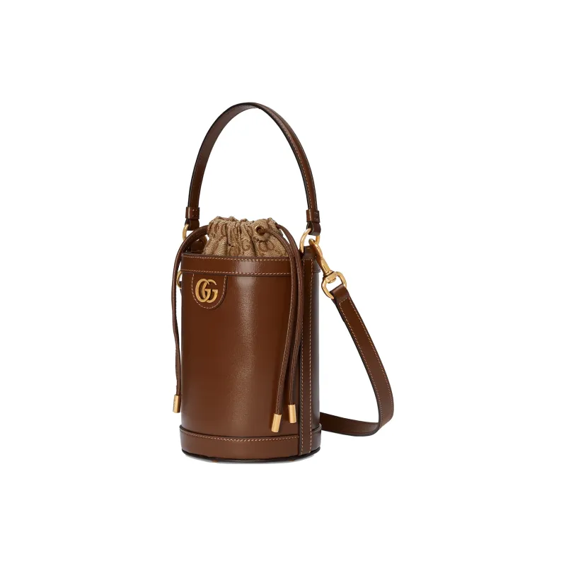 GUCCI Ophidia Leather Bucket Bag, Shoulder Bag, Crossbody Bag, Handbag Mini Women's Brown-1