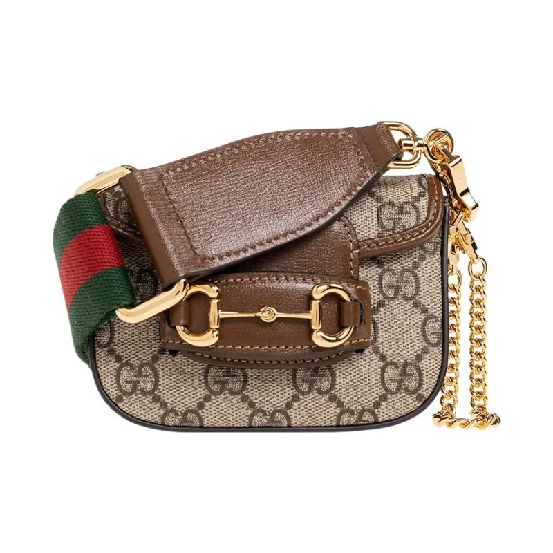 GUCCI Horsebit 1955 Monogram Strap Wallet Crossbody Bag Women's-0