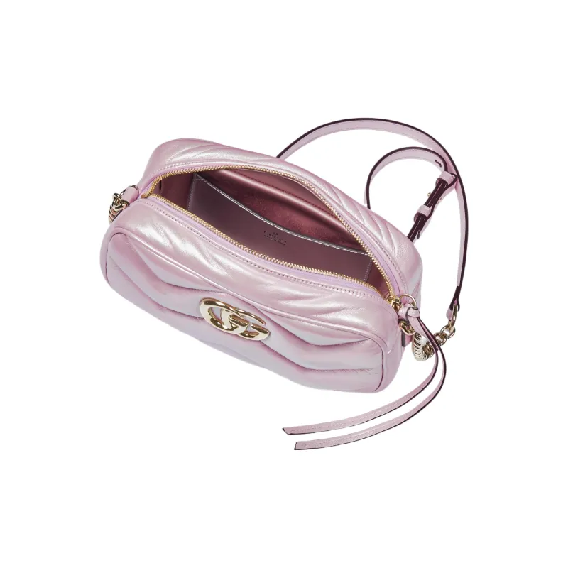 GUCCI GG Marmont Herringbone Leather Crossbody Bag Shoulder Bag Women's Pink Iridescent-5