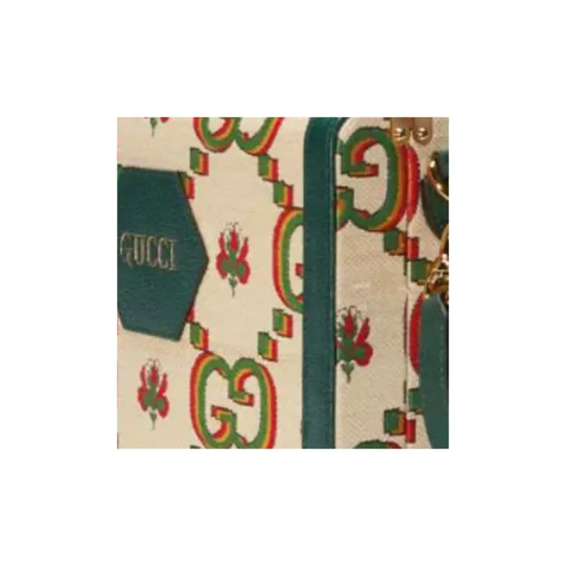 GUCCI Floral Jacquard Canvas With Leather Canvas Bag Crossbody Bag Portable Makeup Bag Regular Men's Green & Beige-1