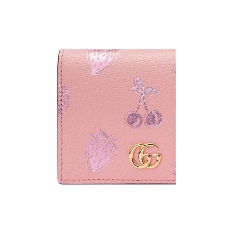 GUCCI Marmont Leather Wallet Card Holder Clutch Women's Pink-7