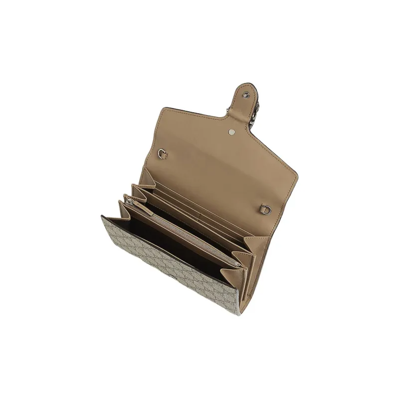 GUCCI Dionysus Wallet On Chain GG Supreme 16 Card Slot Mini Beige-6