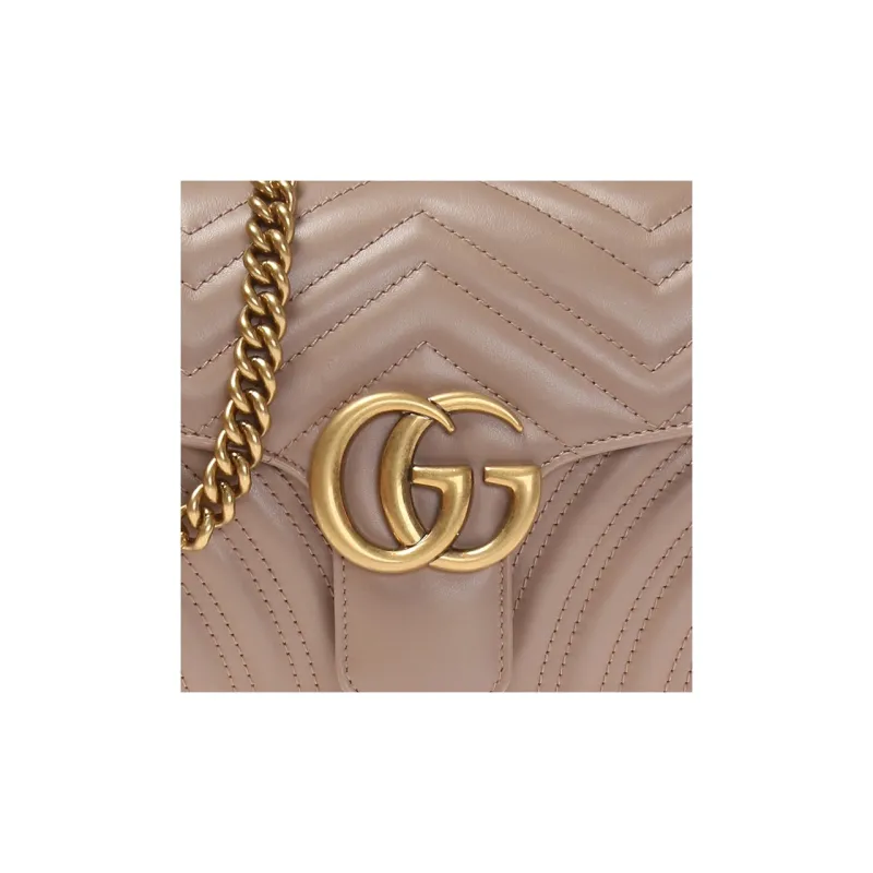 GUCCI Marmont Quilting Leather Chain Bag Shoulder Bag Crossbody Bag Women's Nude Pink-4
