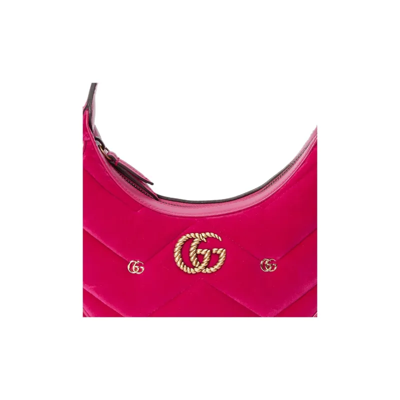GUCCI GG Marmont Velvet Handbag Shoulder Bag Mini Women's Dark Pink-7