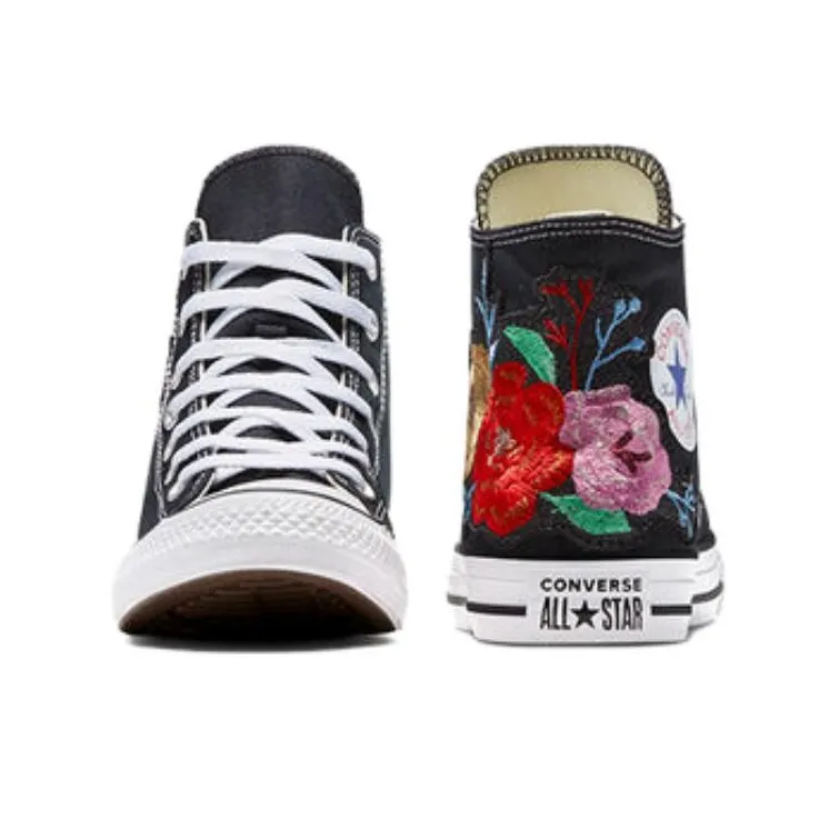 Converse Chuck Taylor All Star Embroidered Florals Cushioning High-Top Canvas Shoes Unisex Black-5