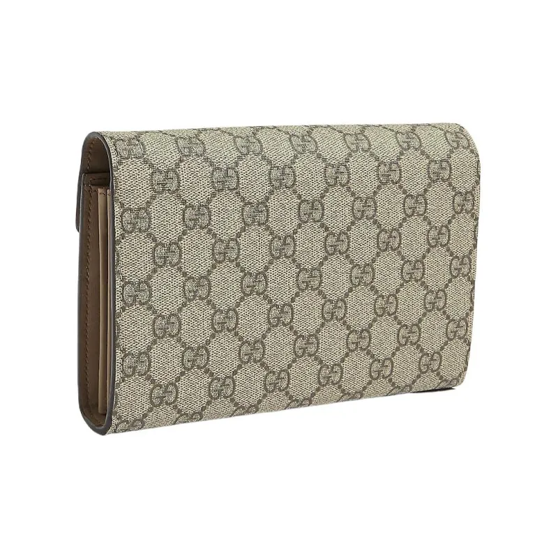 GUCCI Dionysus Wallet On Chain GG Supreme 16 Card Slot Mini Beige-3