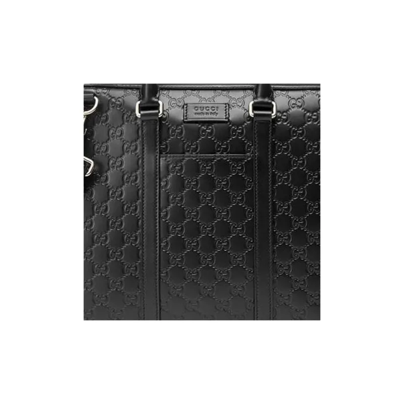 GUCCI Cow Leather Briefcase Shoulder Bag Crossbody Bag Handbag Men's Black-4