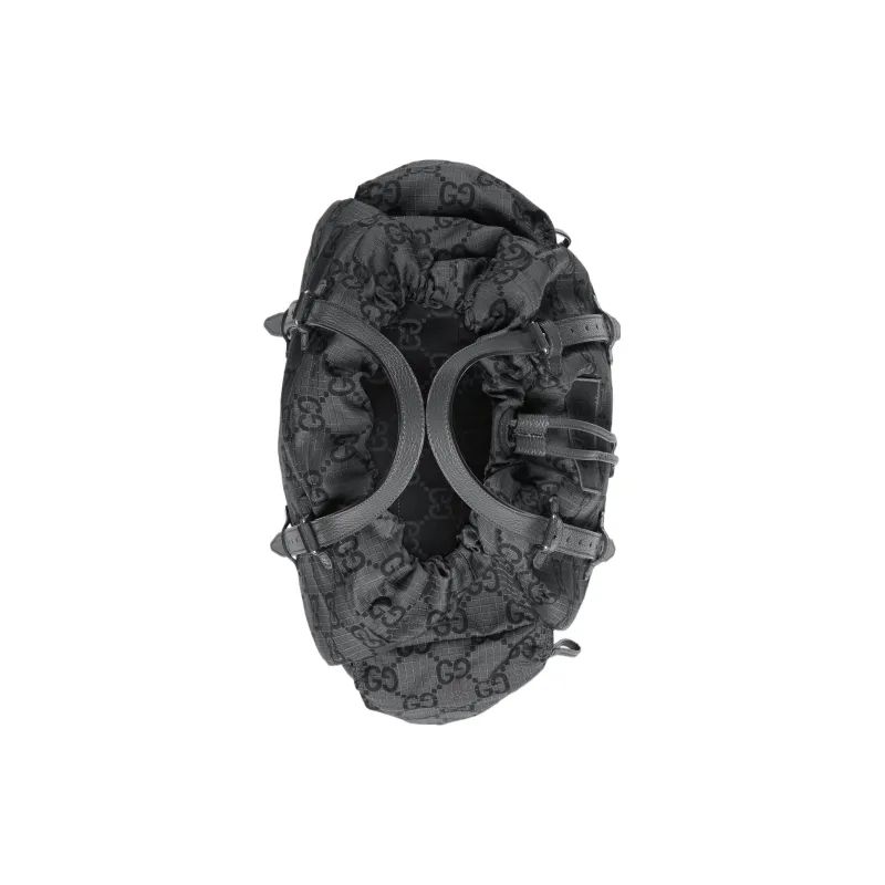 GUCCI Recycled Polyester Tote Bag Shopping Bag Handbag Medium Size Men's Dark Gray & Black-6