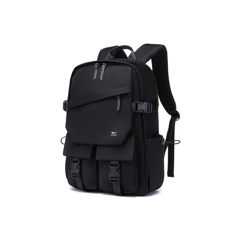 SEPTWOLVES Fabric Backpack Medium Size Unisex Black-0