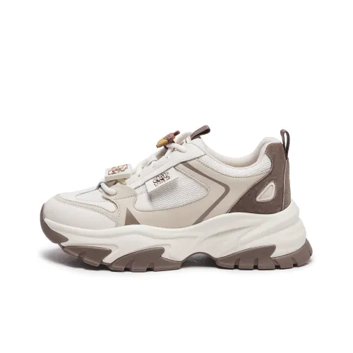 Disney X Hotwind Qiqi Didi Series Chunky Sneakers Women's Low-Top Beige Brown