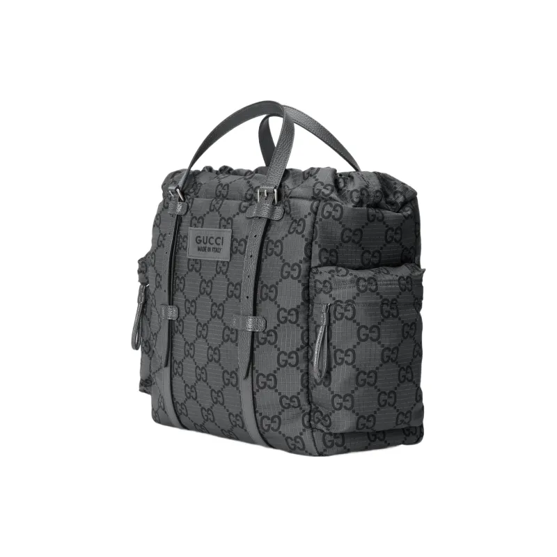 GUCCI Recycled Polyester Tote Bag Shopping Bag Handbag Medium Size Men's Dark Gray & Black-2