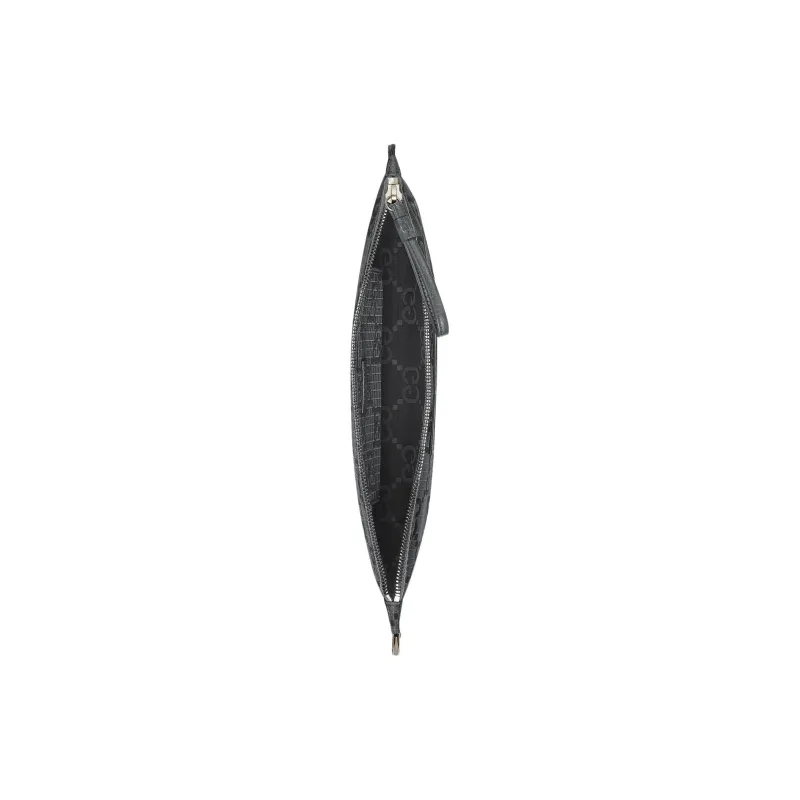 GUCCI Recycled Polyester Clutch Regular Men's Dark Gray & Black-6