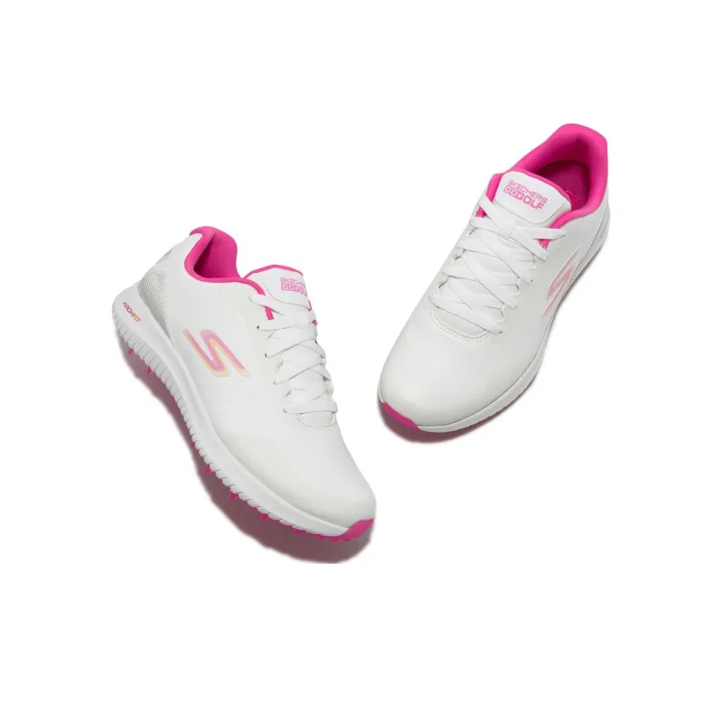 Skechers Go Golf Max 2 Abrasion Resistant Breathable Low Top Golf Shoes Women's White Pink-2