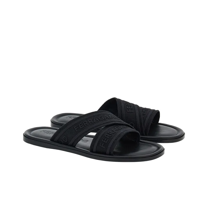 FERRAGAMO Logo-print Slip-on Style Slides-1