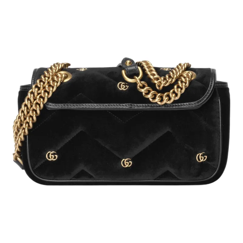 GUCCI GG Marmont Velvet Crossbody Bag Shoulder Bag Women's Black-3
