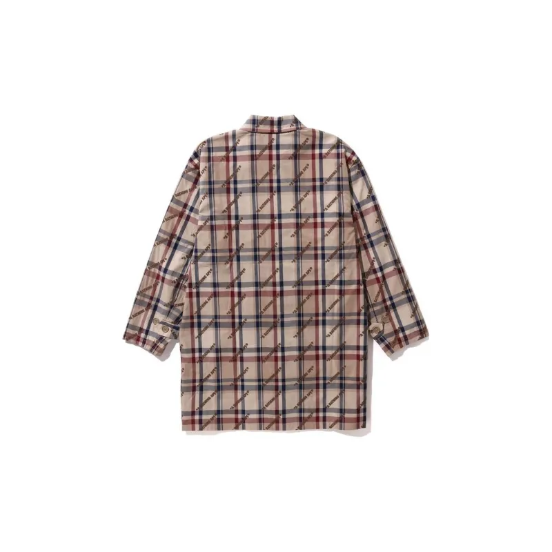 Bape A BATHING APE Logo Check Pattern Long Coat-1