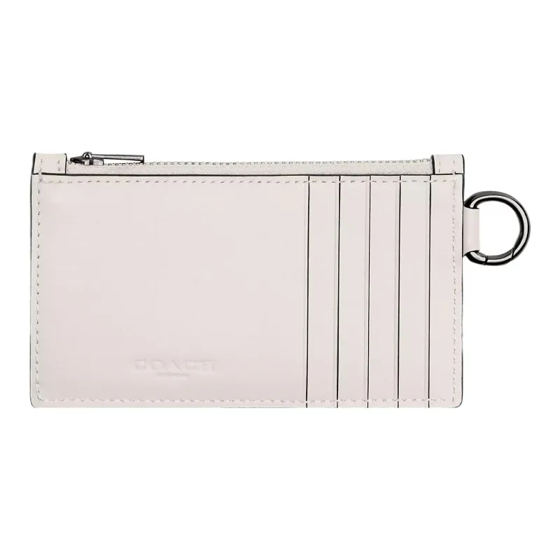 COACH Rexy Glove Tanning Coin Purse, Card Holder Women's Tin & Chalk-1