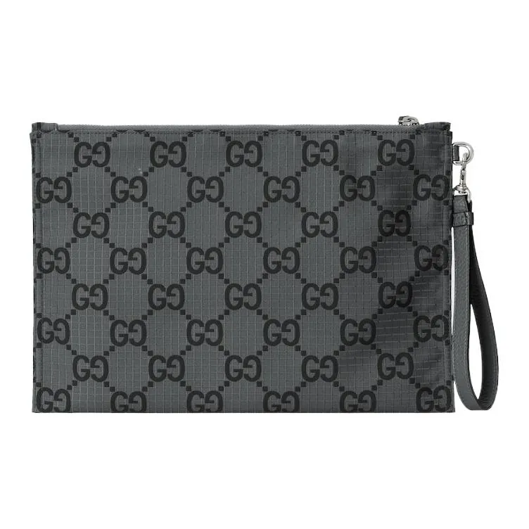 GUCCI Recycled Polyester Clutch Regular Men's Dark Gray & Black-3