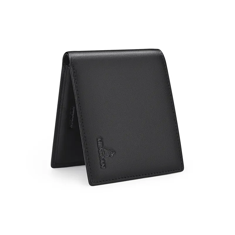 MEXICAN Cow Leather Wallet Regular Men's Black-4