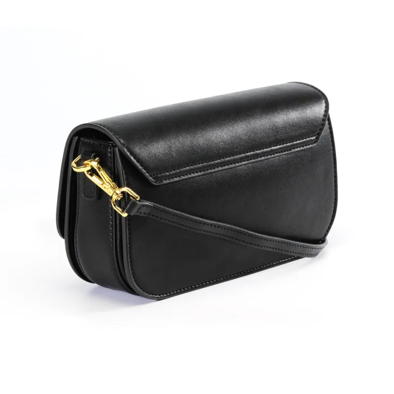 COOGI Cow Leather Shoulder Bag, Crossbody Bag Medium Size Women's Black/Ecru/Khaki-2