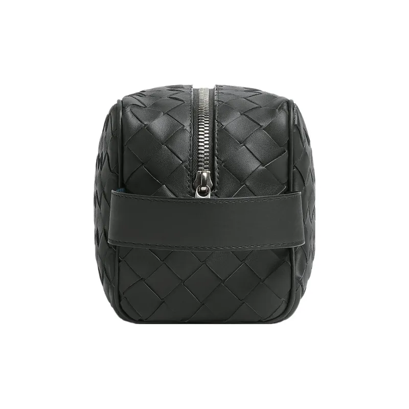 Bottega Veneta Cow Leather Clutch Travel Bag Men's Stone Gray & Deep Sea Blue-1