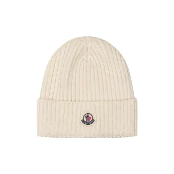 Moncler Logo Patch Wool Beanie
