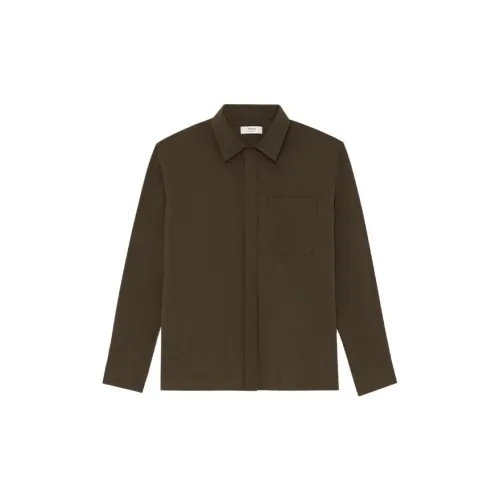 THEORY Designer Co-authored Collection Shirts Men Olive Gold Green