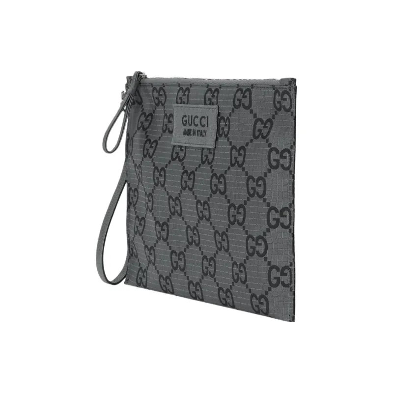 GUCCI Recycled Polyester Clutch Regular Men's Dark Gray & Black-1